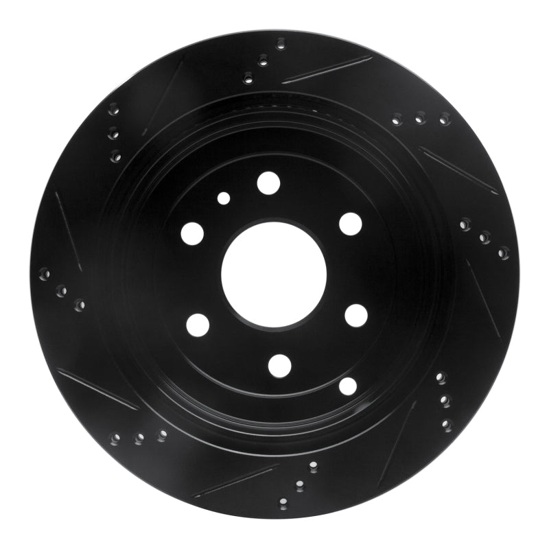 R1 07-17 Buick Enclave Rear Right Drilled & Slotted Black Brake Rotor