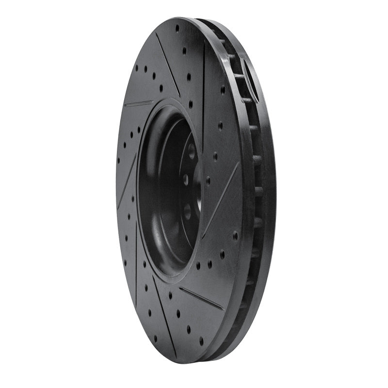 R1 10-16 Volvo XC60 Front Left Drilled & Slotted Black Brake Rotor