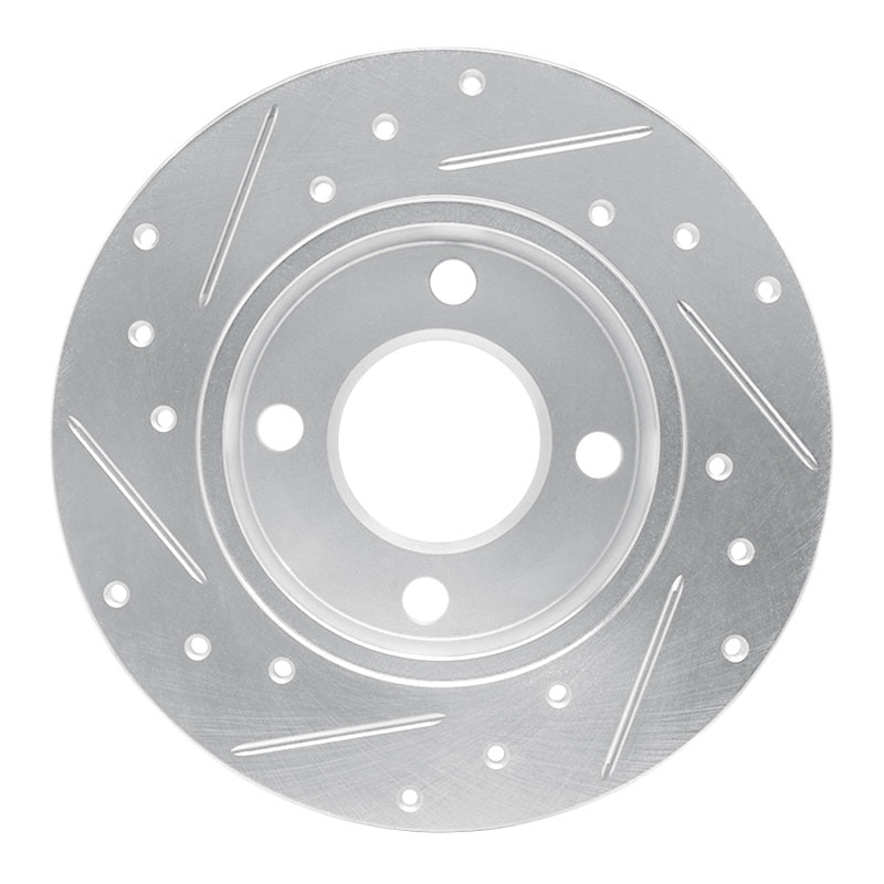 R1 82-98 Audi Coupe Rear Right Drilled & Slotted Silver Brake Rotor