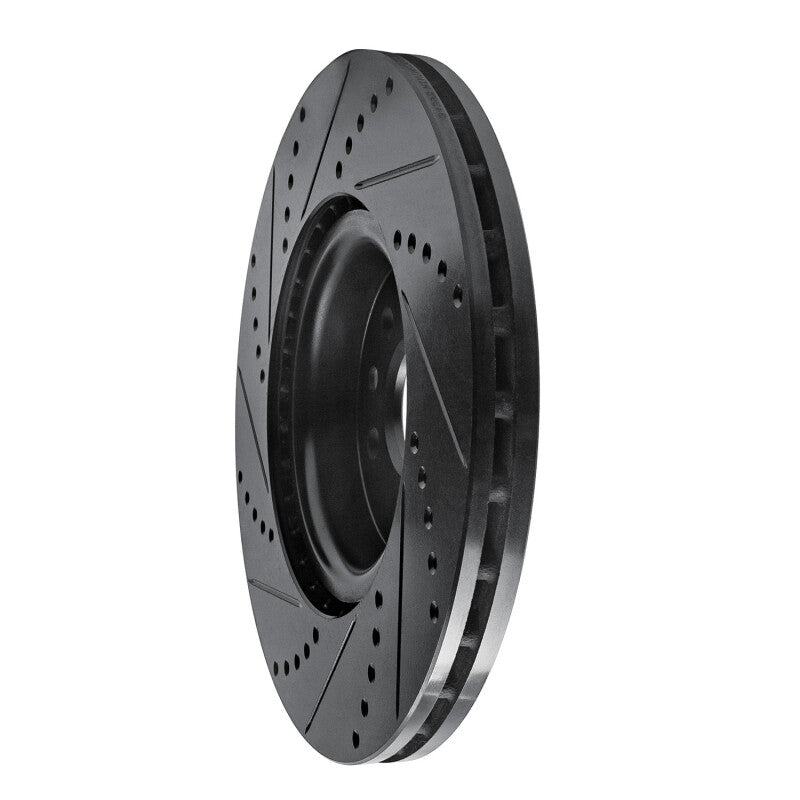 R1 2007-2016 Volvo S60 Front Right Drilled & Slotted Black Brake Rotor