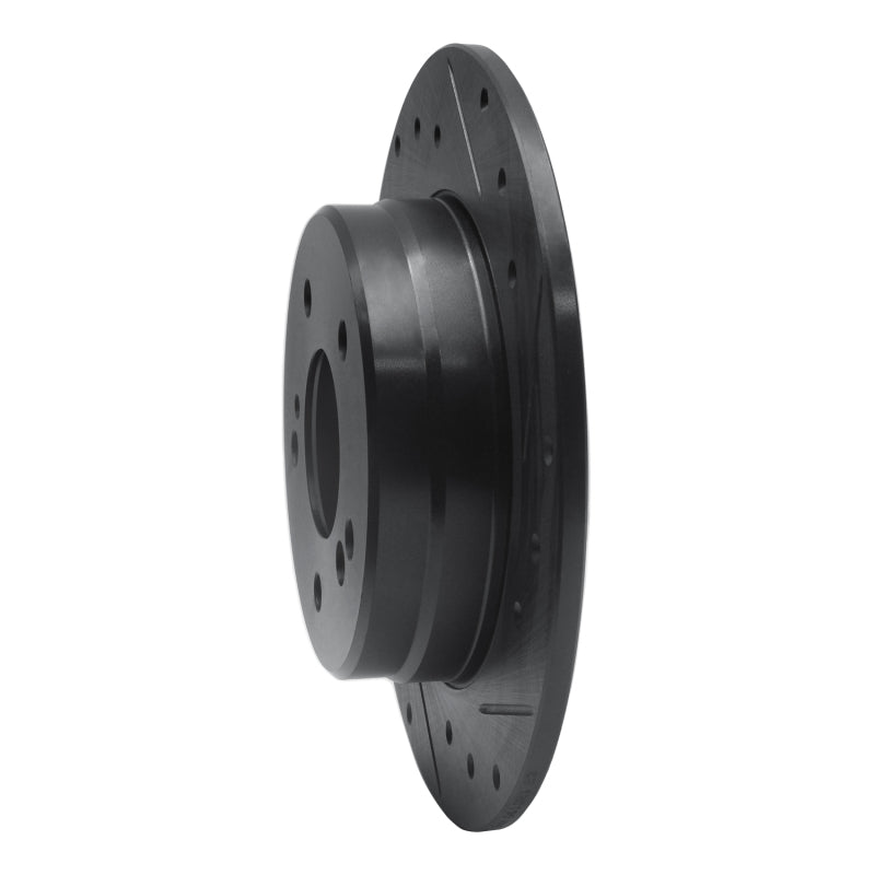 R1 87-15 Chrysler Crossfire Rear Right Drilled & Slotted Black Brake Rotor