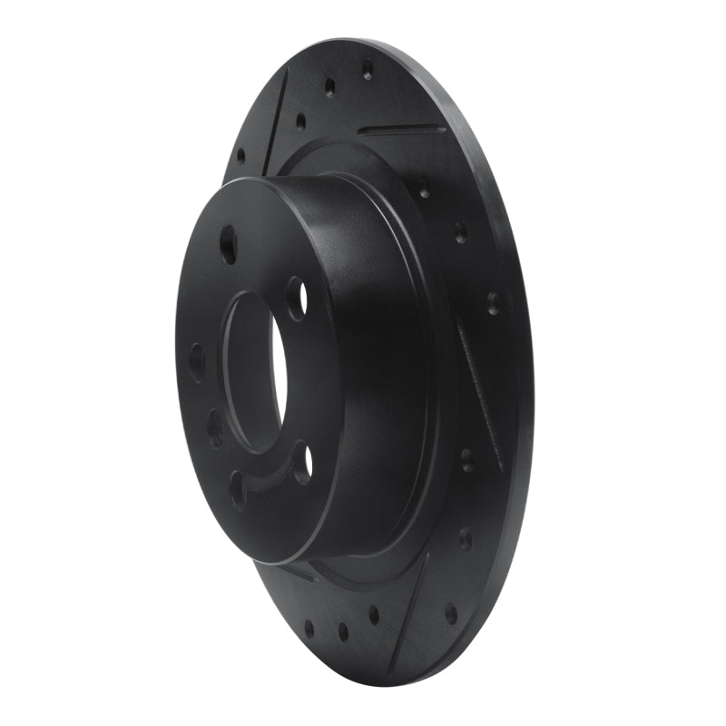 R1 14-25 BMW i3 Rear Left Drilled & Slotted Black Brake Rotor