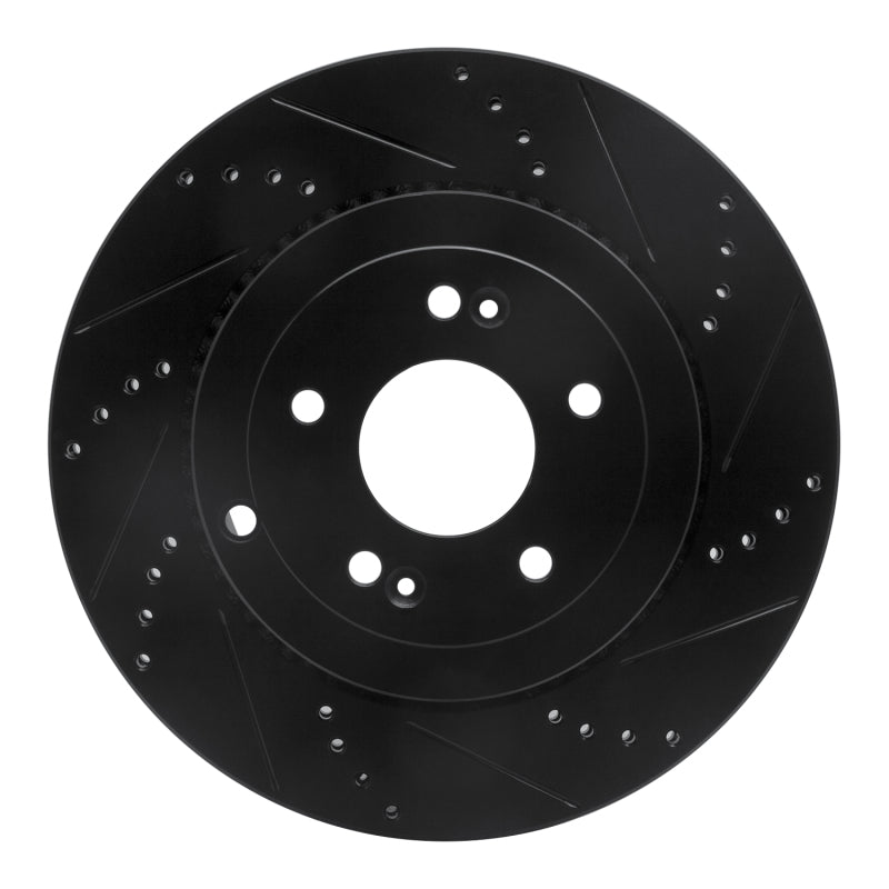 R1 10-16 Hyundai Genesis Coupe Rear Right Drilled & Slotted Black Brake Rotor