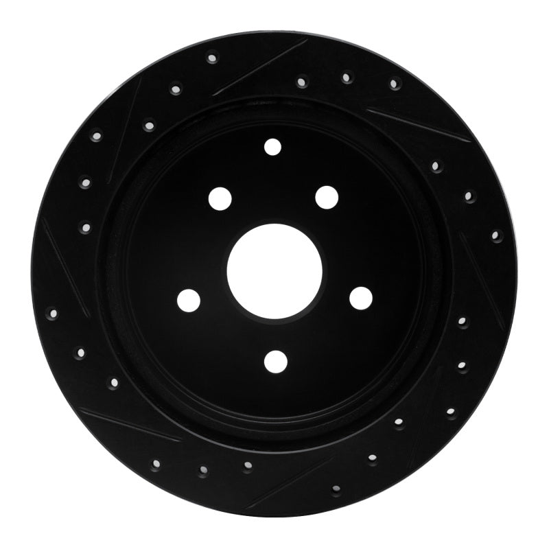 R1 86-97 Toyota Previa Rear Right Drilled & Slotted Black Brake Rotor