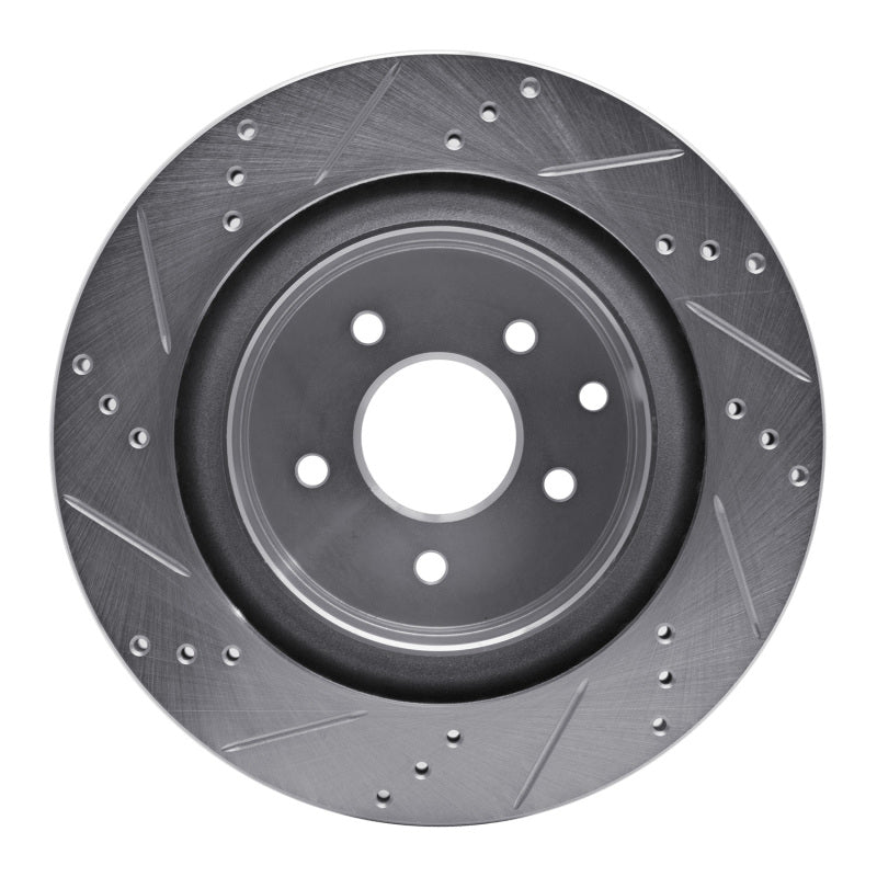 R1 03-08 Infiniti G35 Rear Right Drilled & Slotted Silver Brake Rotor