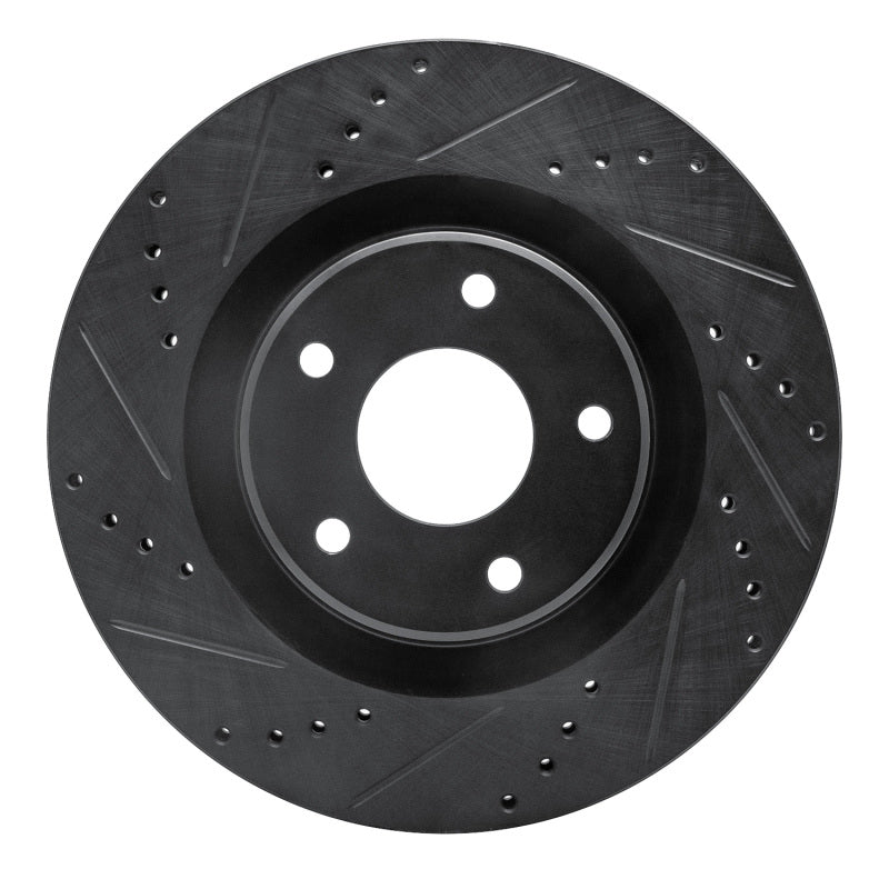R1 05-13 Cadillac XLR Front Left Drilled & Slotted Black Brake Rotor