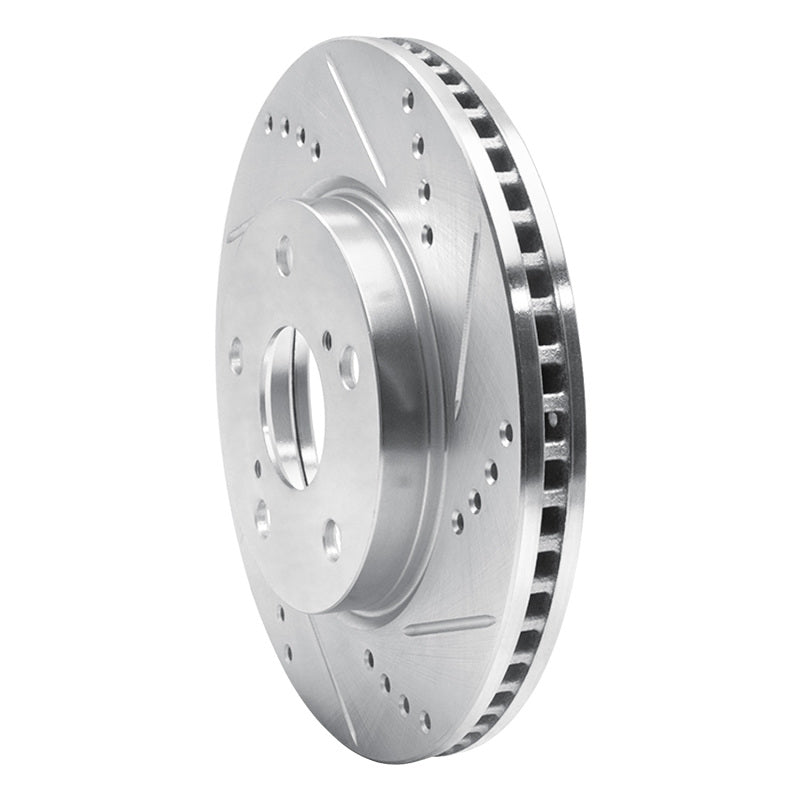 R1 06-18 Lexus HS250H Front Right Drilled & Slotted Silver Brake Rotor