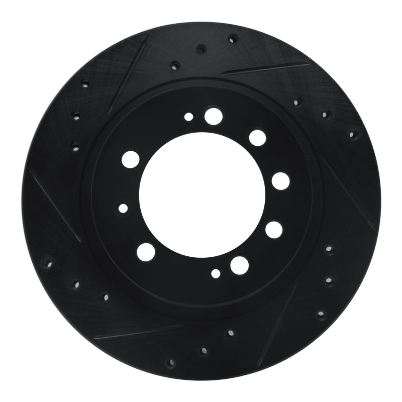 R1 83-89 Chrysler Conquest Rear Left Drilled & Slotted Black Brake Rotor