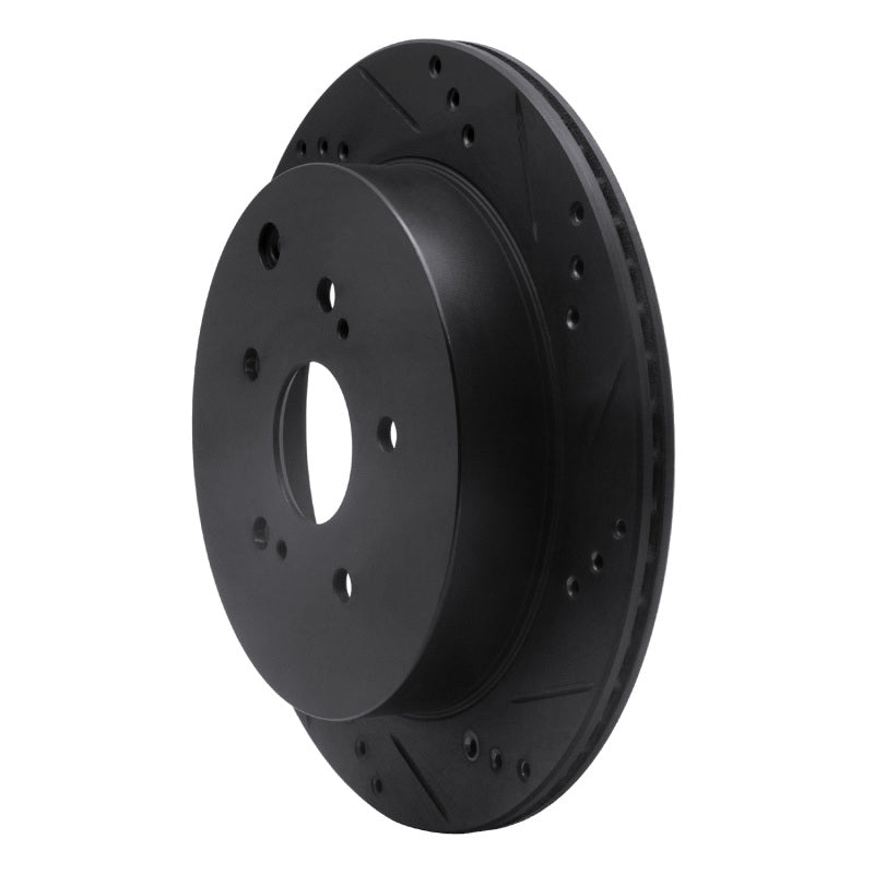 R1 09-17 Suzuki Grand Vitara Rear Right Drilled & Slotted Black Brake Rotor
