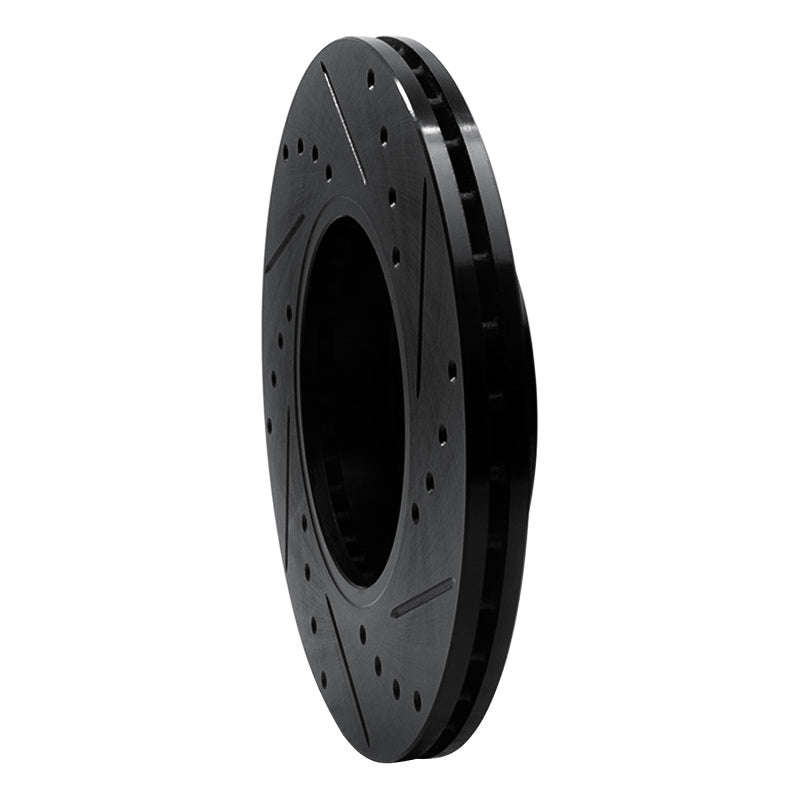 R1 89-99 Infiniti I30 Front Left Drilled & Slotted Black Brake Rotor