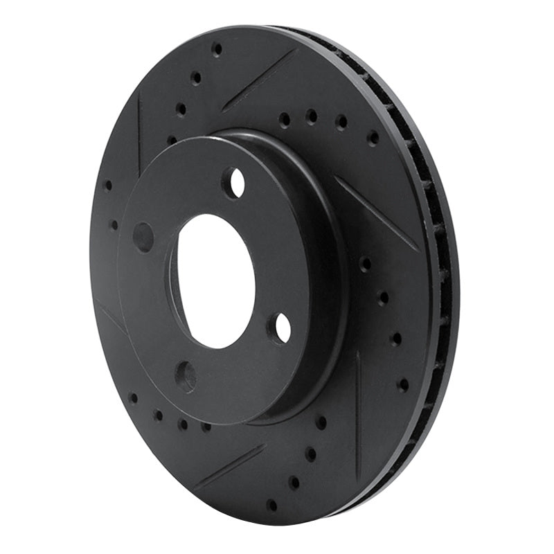 R1 78-92 Audi 80 Front Left Drilled & Slotted Black Brake Rotor