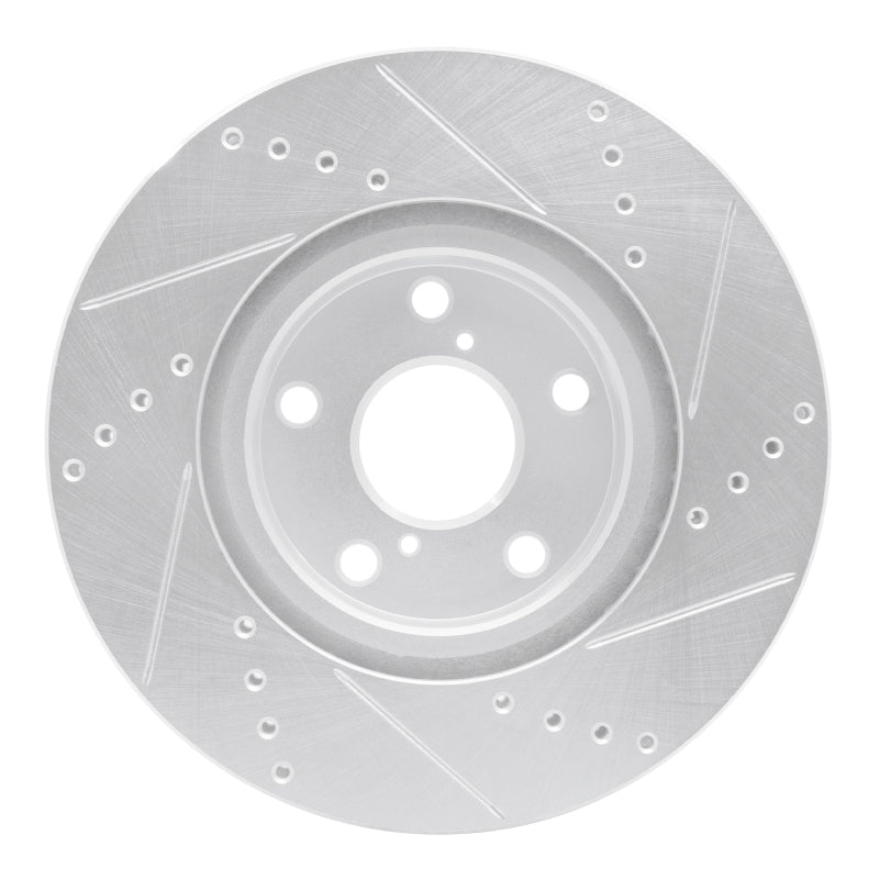 R1 06-15 Lexus IS250 Left Front Drilled & Slotted Silver Brake Rotor