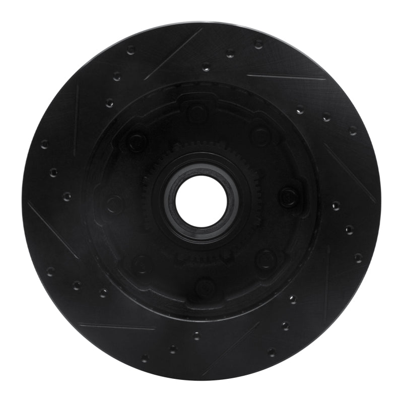 R1 1994-1999 Dodge Ram 2500 Front Right Drilled & Slotted Black Brake Rotor