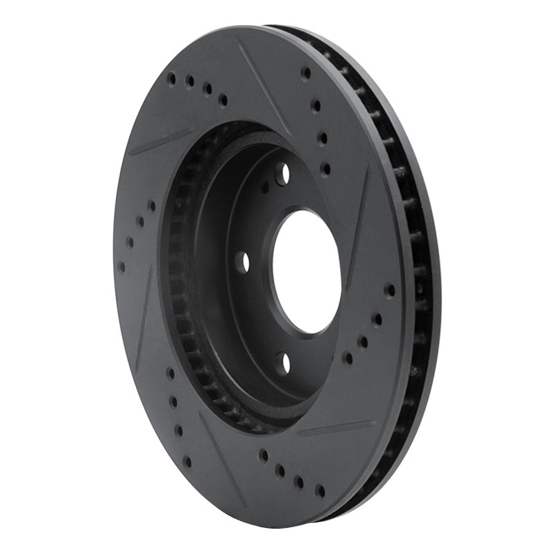 R1 00-24 Chrysler SEBRING Front Left Drilled & Slotted Black Brake Rotor