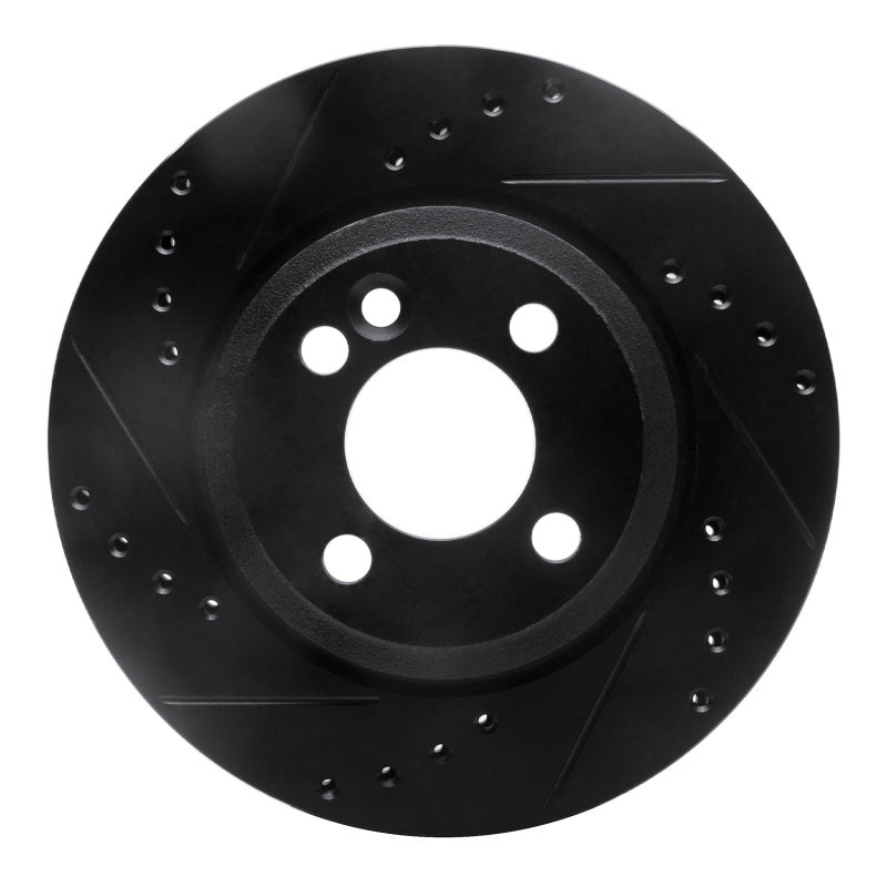 R1 02-08 Mini Cooper (Excl Clubman) Front Left Drilled & Slotted Black Brake Rotor