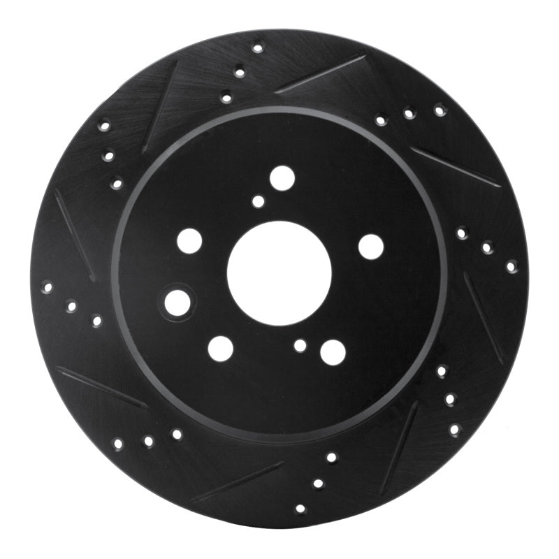 R1 06-20 Lexus GS300 Rear Left Drilled & Slotted Black Brake Rotor