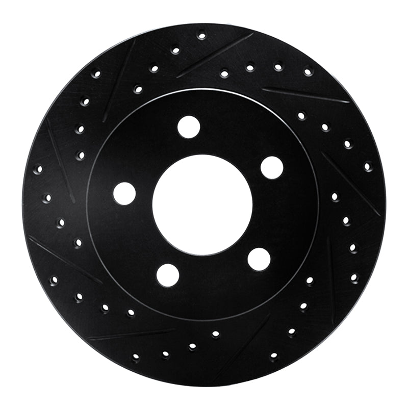 R1 90-99 Jeep Cherokee Front Left Drilled & Slotted Black Brake Rotor