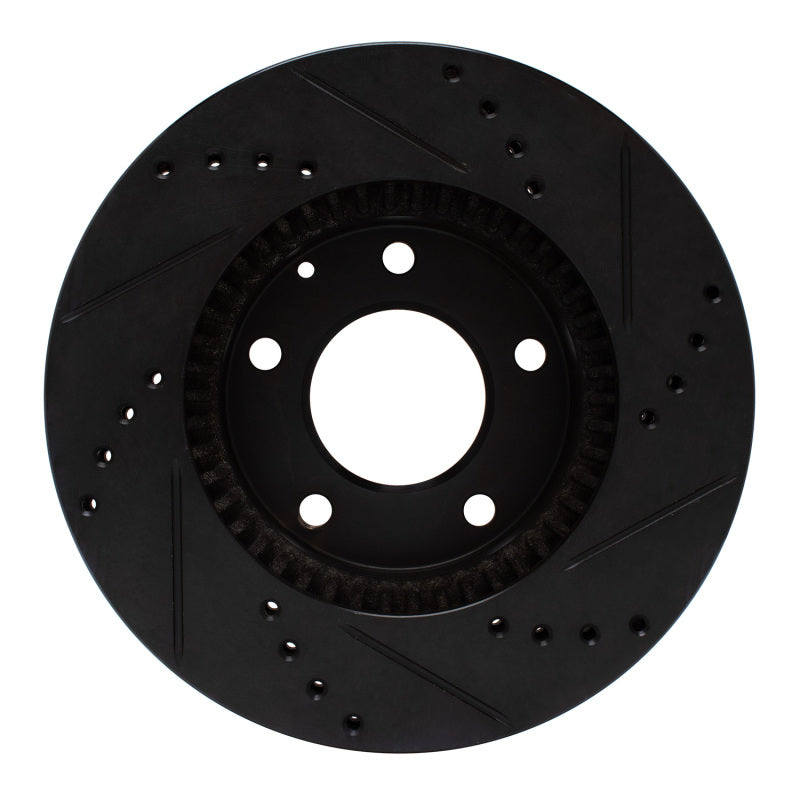 R1 95-06 Mazda Millenia Front Left Drilled & Slotted Black Brake Rotor
