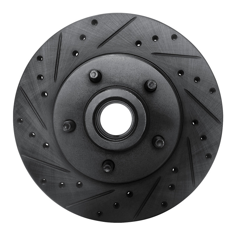 R1 80-83 Ford F-150 RWD Front Left Drilled & Slotted Black Brake Rotor