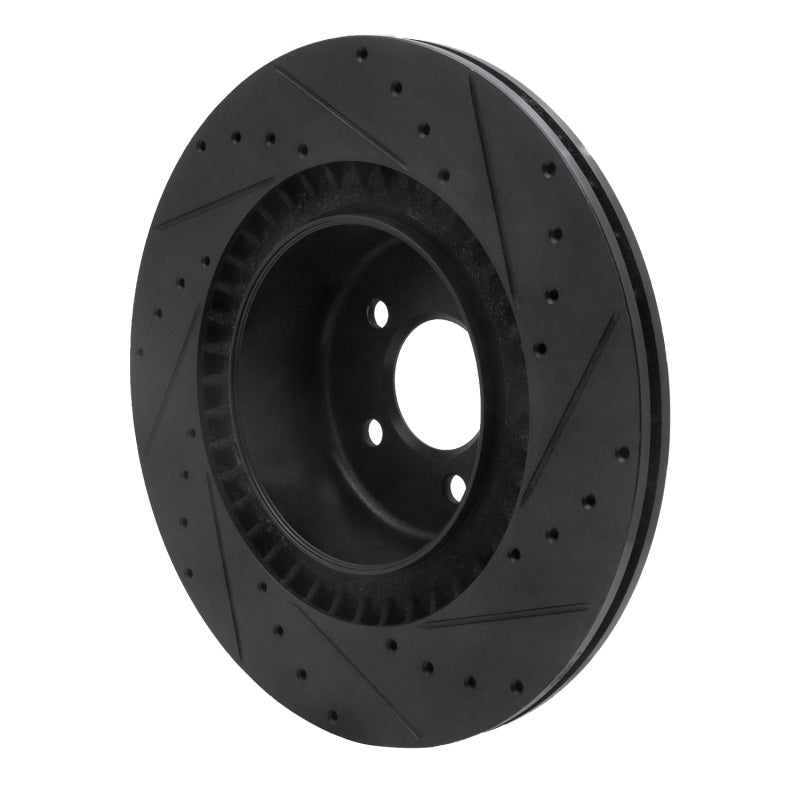 R1 10-14 BMW X5 Rear Left Drilled & Slotted Black Brake Rotor