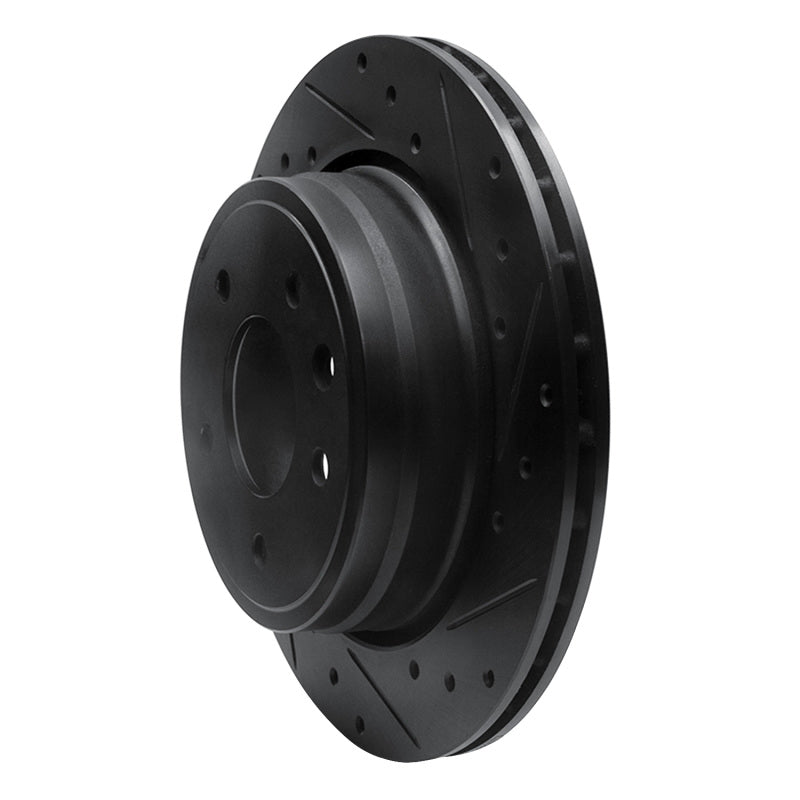 R1 95-06 Jaguar XJR Rear Right Drilled & Slotted Black Brake Rotor