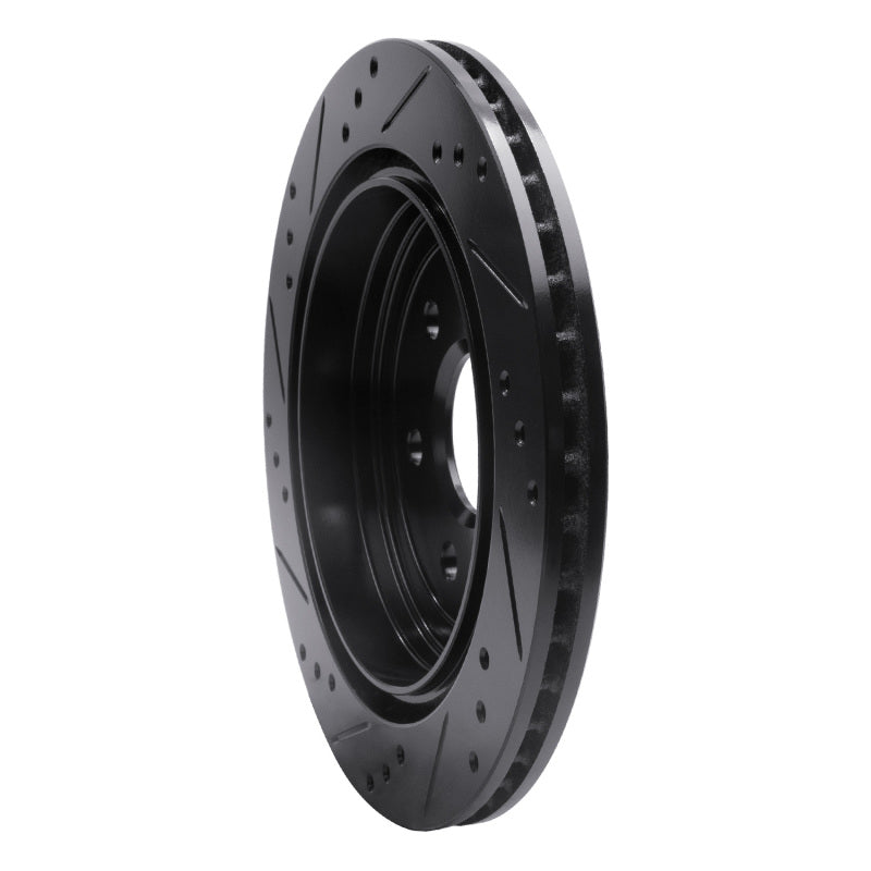 R1 10-16 Cadillac SRX Rear Right Drilled & Slotted Black Brake Rotor