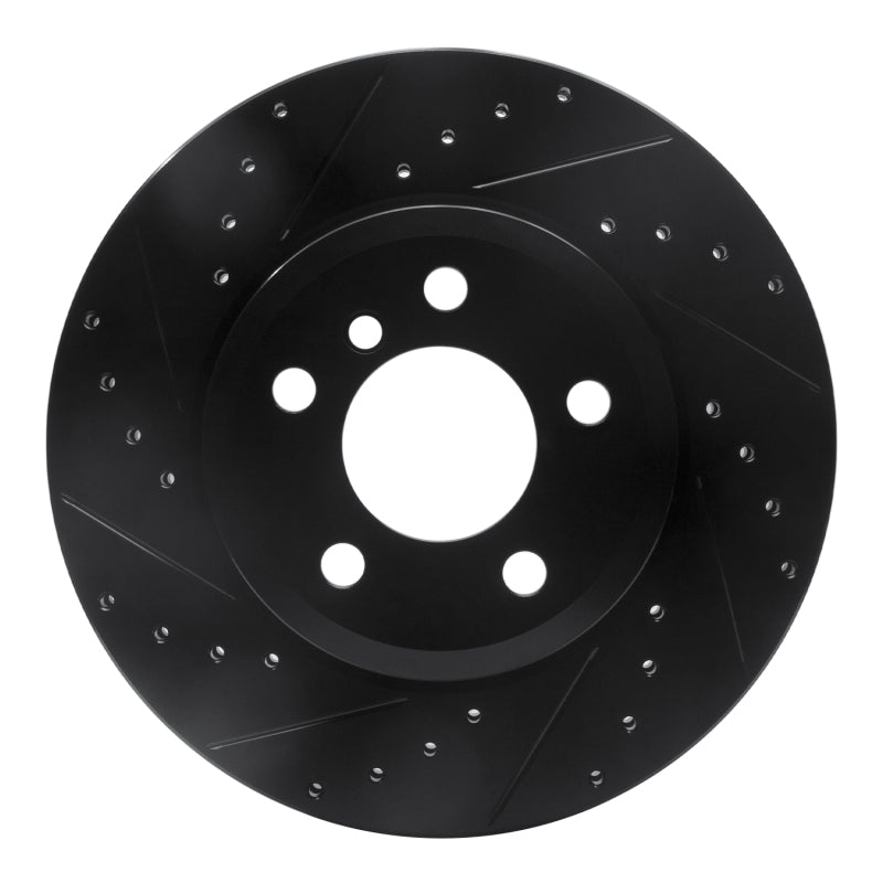 R1 04-10 BMW X3 Front Left Drilled & Slotted Black Brake Rotor