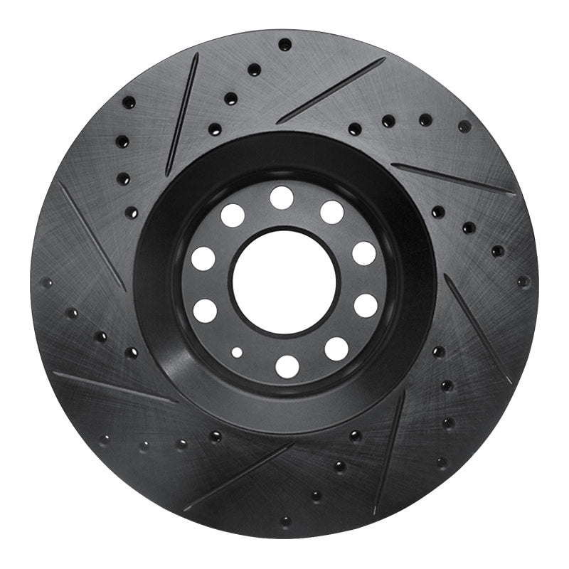 R1 98-09 Audi A6 (Mexico) Front Right Drilled & Slotted Black Brake Rotor