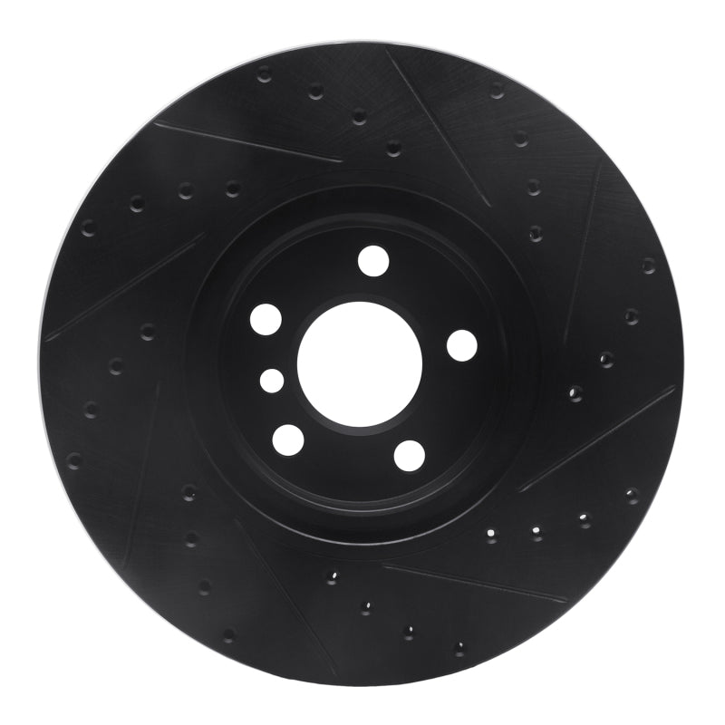 R1 15-25 BMW X2 Front Left Drilled & Slotted Black Brake Rotor