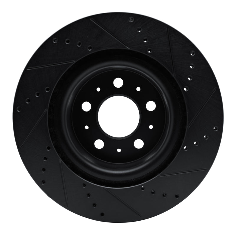 R1 17-25 Tesla Model 3 Front Left Drilled & Slotted Black Brake Rotor