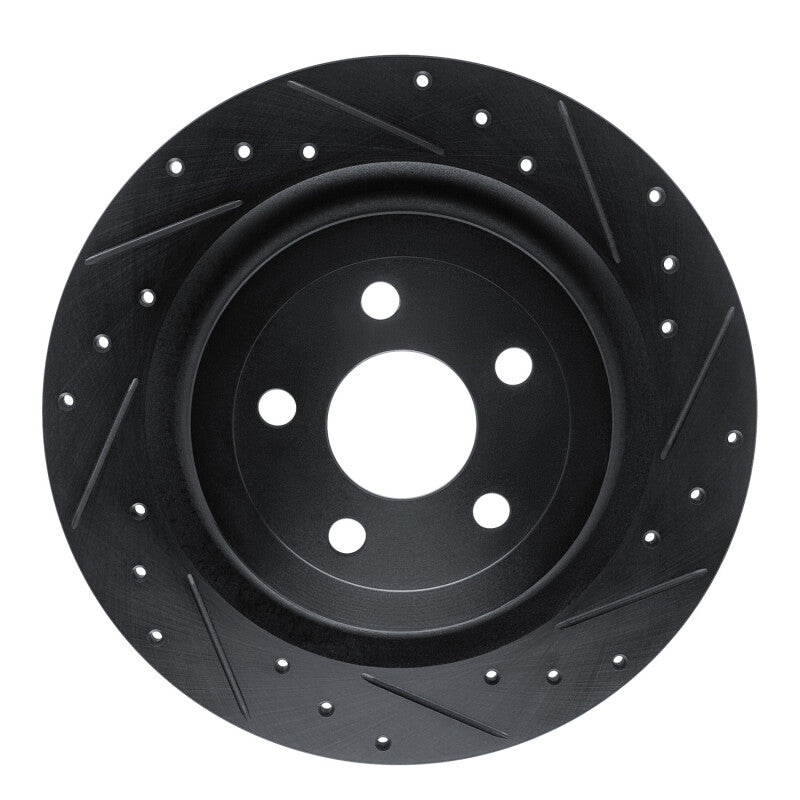 R1 21-25 Ford Mustang Mach-E Rear Right Drilled & Slotted Black Brake Rotor