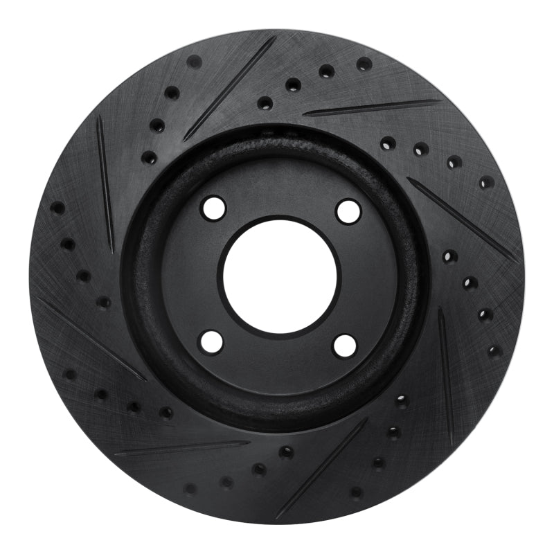 R1 07-14 Nissan Cube Front Right Drilled & Slotted Black Brake Rotor