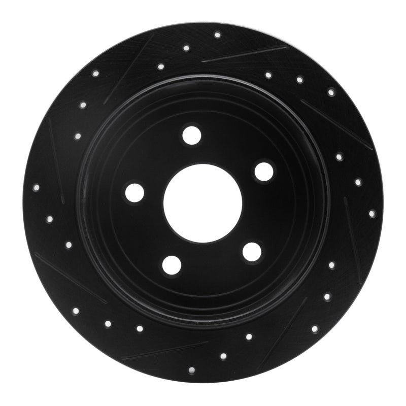 R1 2007-2018 Jeep Wrangler Rear Right Drilled & Slotted Black Brake Rotor