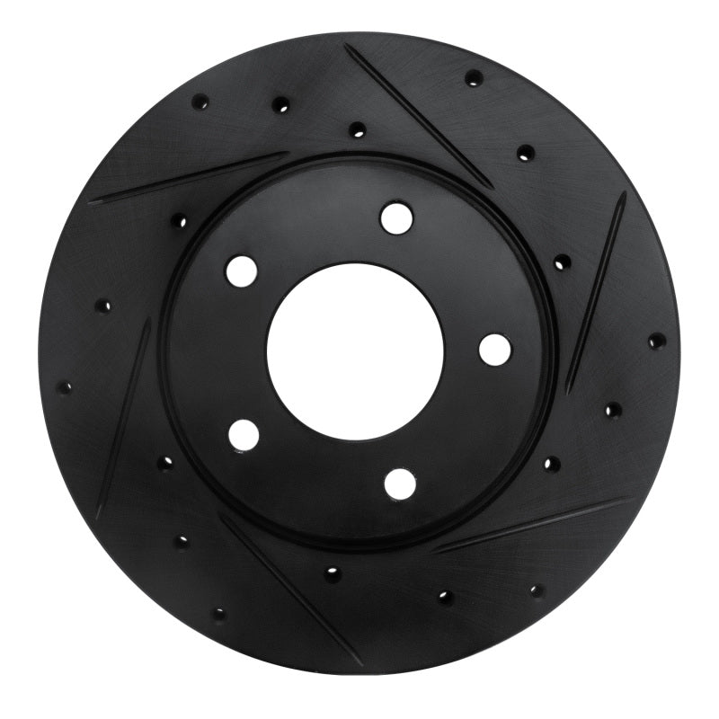 R1 92-03 Mazda 626 Front Right Drilled & Slotted Black Brake Rotor