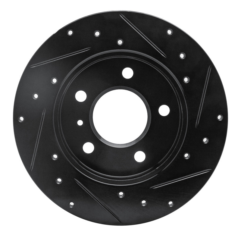 R1 04-16 Buick Allure Rear Left Drilled & Slotted Black Brake Rotor