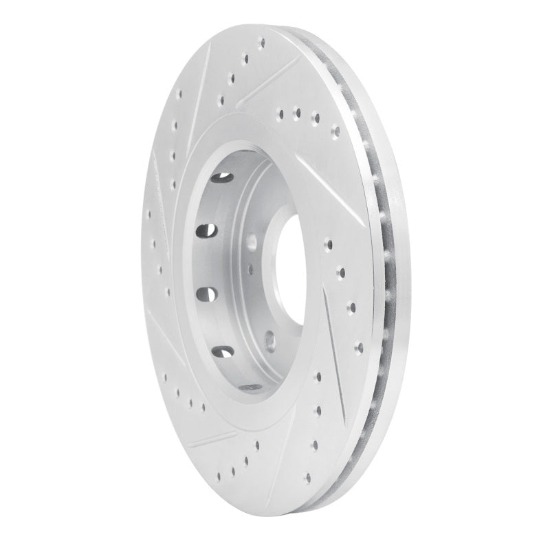 R1 09-15 Mitsubishi Lancer Front Right Drilled & Slotted Silver Brake Rotor