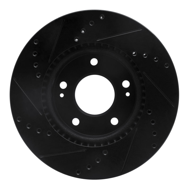 R1 17-22 Hyundai Ioniq Front Right Drilled & Slotted Black Brake Rotor