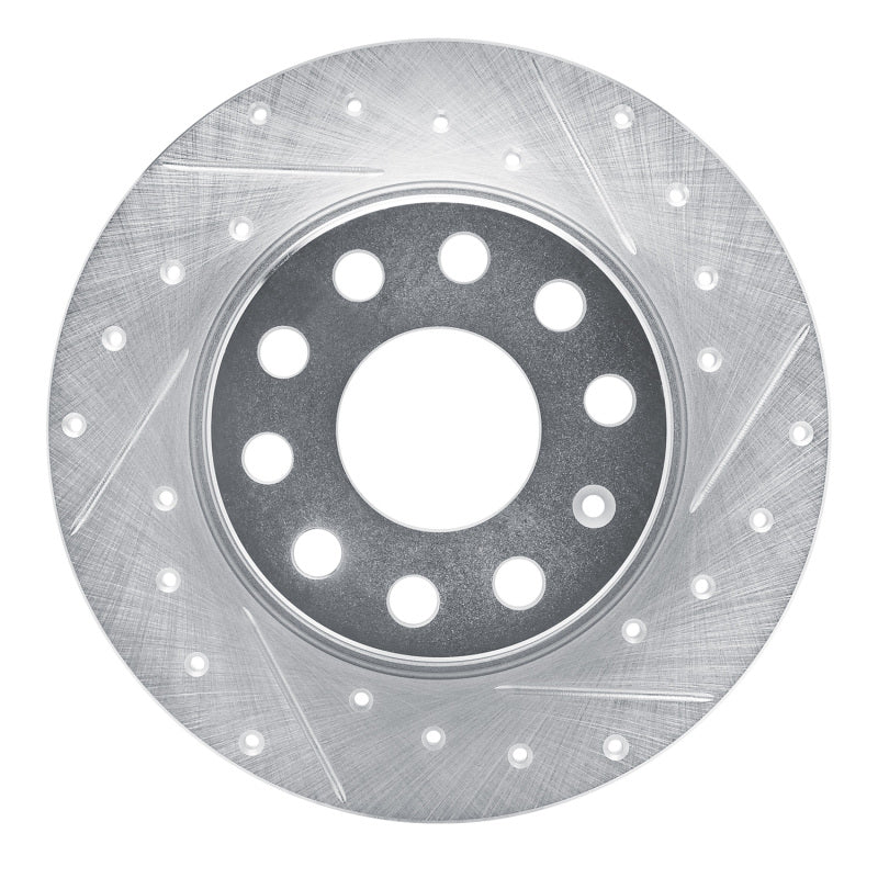 R1 17-25 Audi Q2 (Mexico) Rear Right Drilled & Slotted Silver Brake Rotor