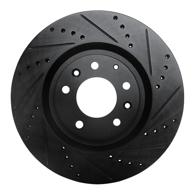 R1 04-11 Mazda RX-8 Front Right Drilled & Slotted Black Brake Rotor