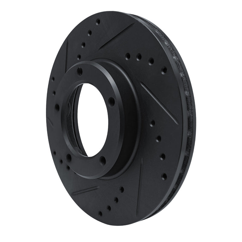 R1 84-95 Toyota Pickup Front Left Drilled & Slotted Black Brake Rotor