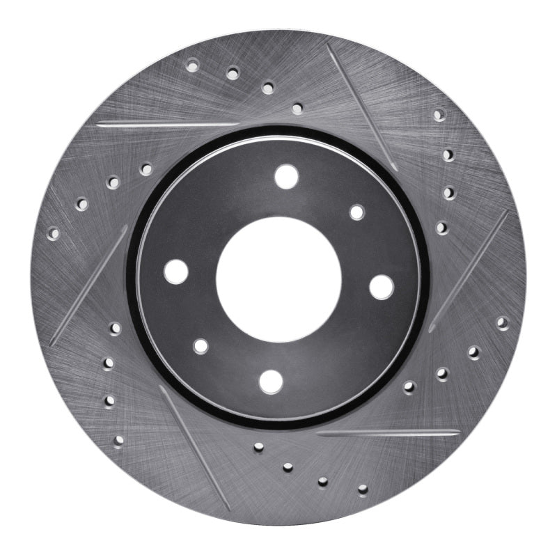 R1 00-04 Volvo V40 Front Right Drilled & Slotted Silver Brake Rotor