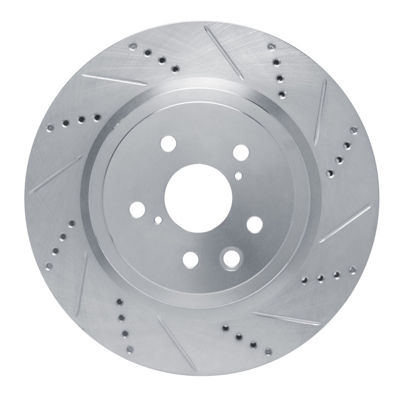 R1 15-22 Lexus GS F Right Rear Drilled & Slotted Silver Brake Rotor
