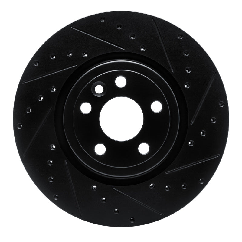 R1 17-19 Jaguar F-Pace Front Right Drilled & Slotted Black Brake Rotor