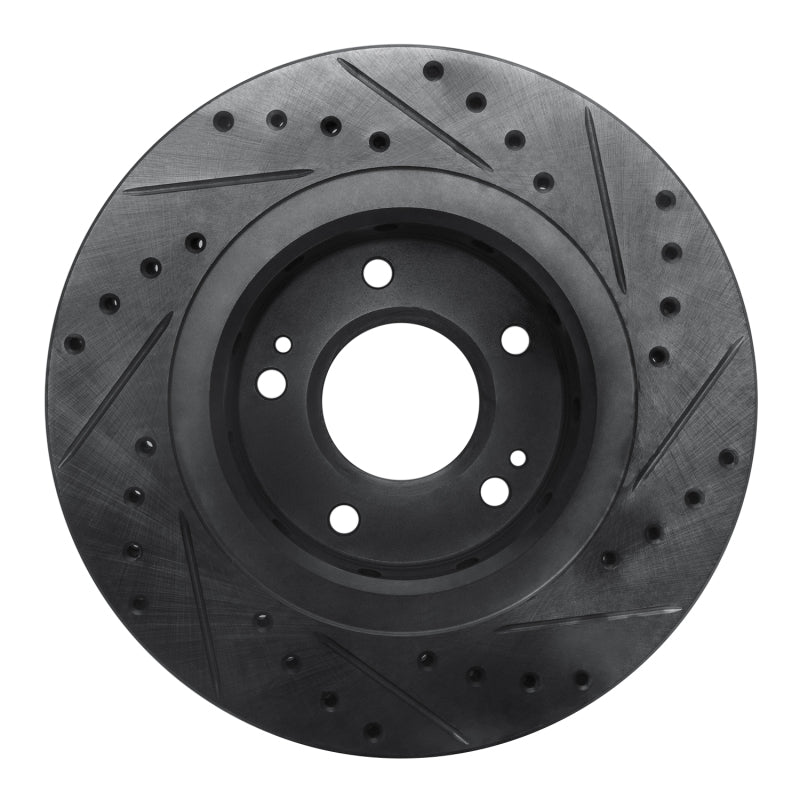 R1 05-22 Mitsubishi Outlander PHEV Front Left Drilled & Slotted Black Brake Rotor