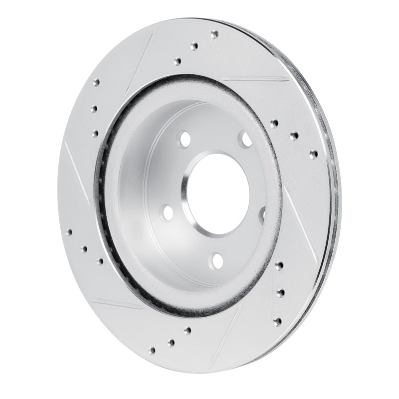 R1 17-25 Nissan Qashqai (Canada) Rear Right Drilled & Slotted Silver Brake Rotor