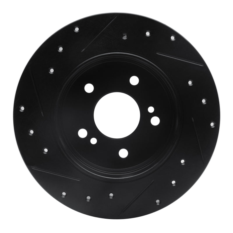R1 87-15 Chrysler Crossfire Rear Right Drilled & Slotted Black Brake Rotor