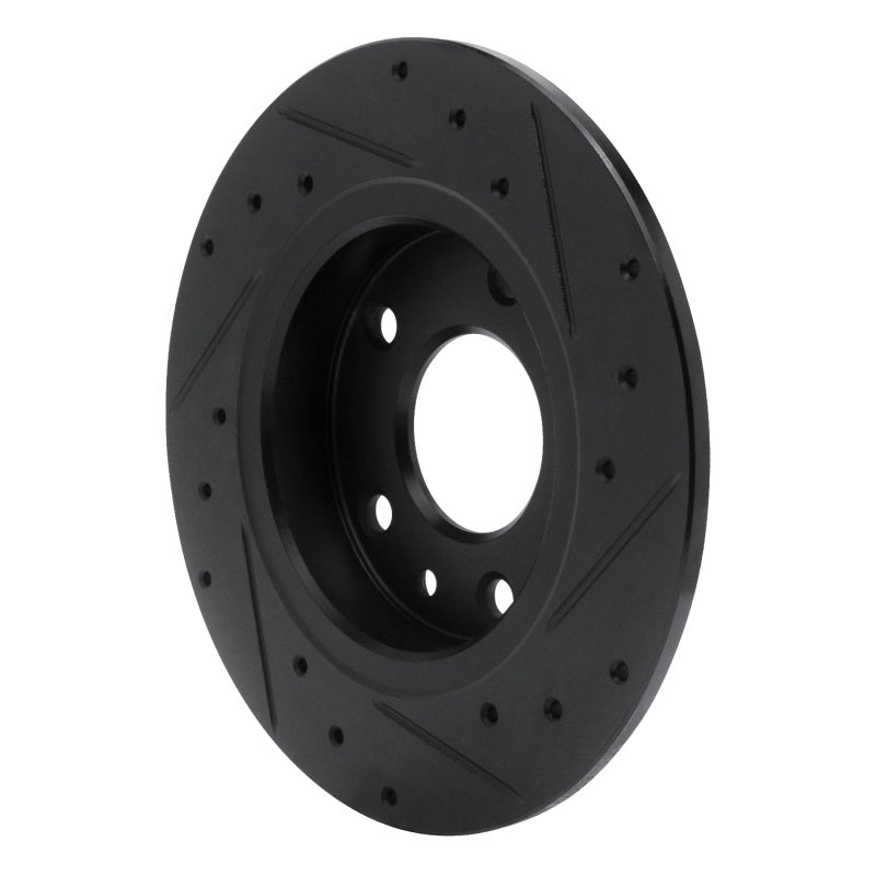 R1 14-25 Mazda 3 Rear Left Drilled & Slotted Black Brake Rotor