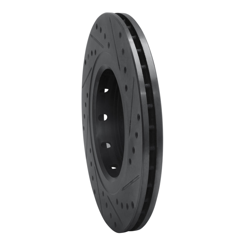R1 05-22 Mitsubishi Outlander PHEV Front Left Drilled & Slotted Black Brake Rotor