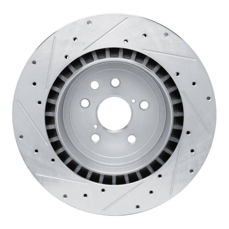 R1 08-14 Lexus IS F Rear Right Drilled & Slotted Silver Brake Rotor