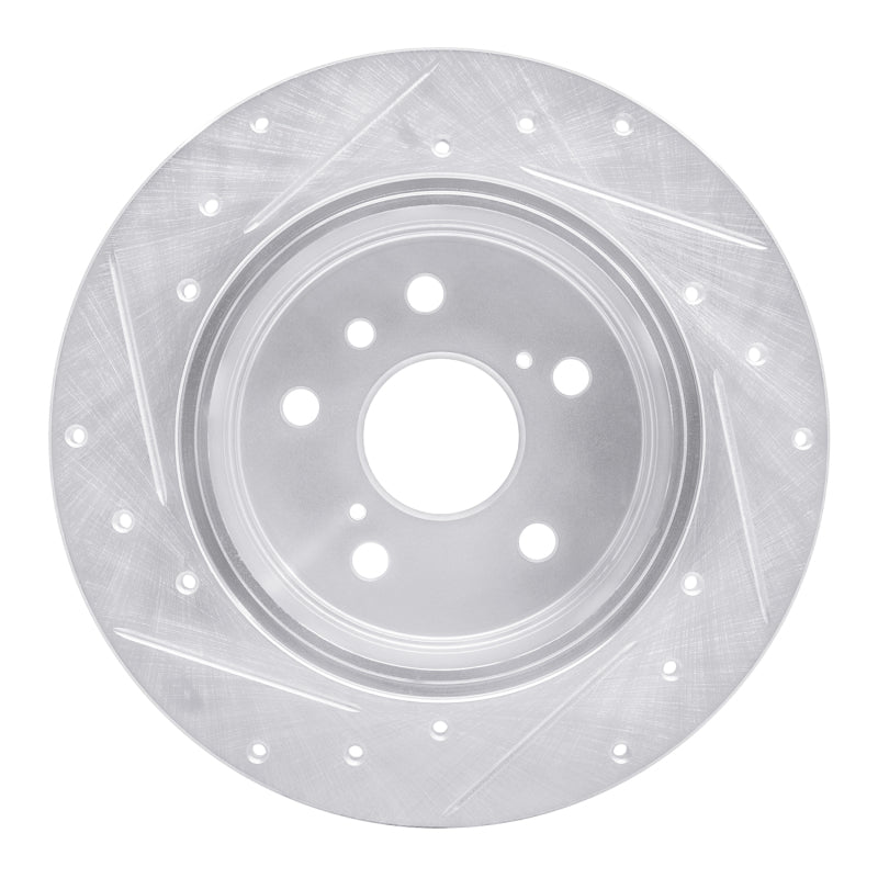 R1 92-03 Lexus RX300 Rear Right Drilled & Slotted Silver Brake Rotor